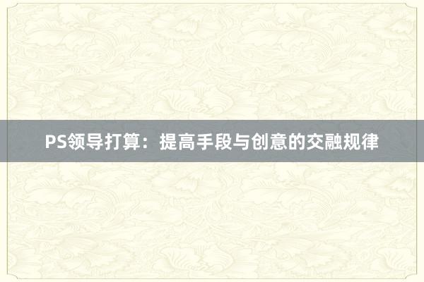 PS领导打算：提高手段与创意的交融规律
